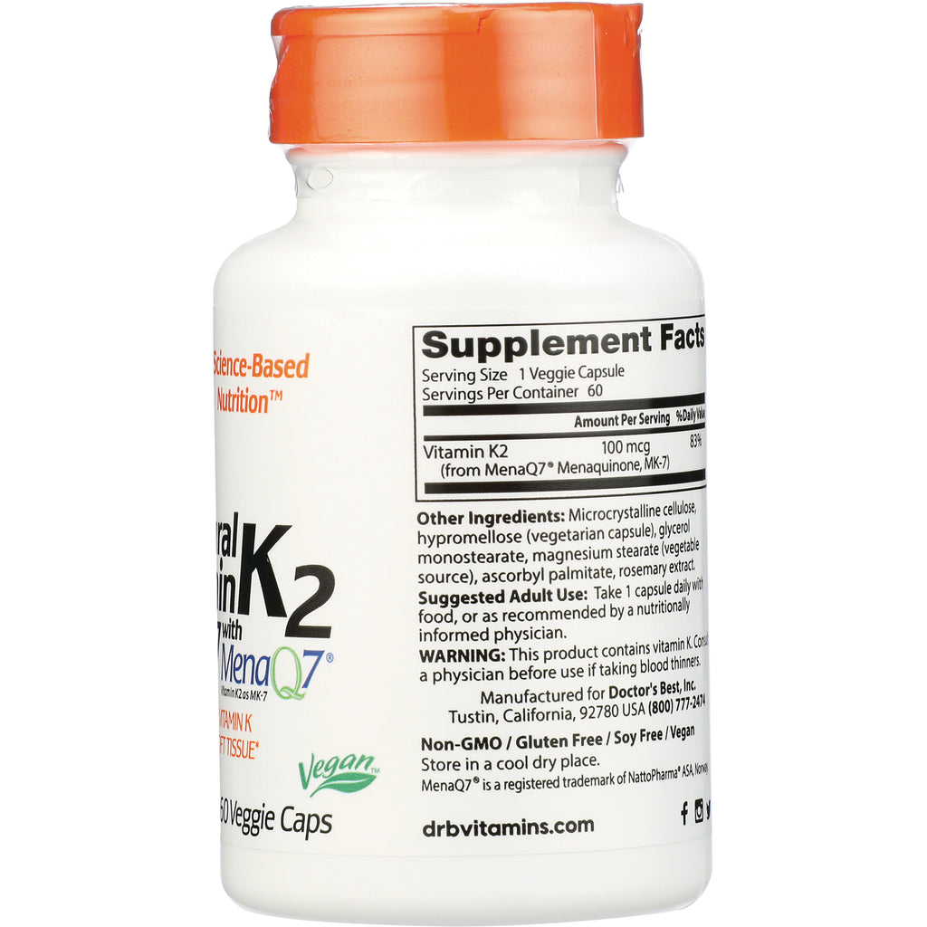 DB243 | Back of white supplement bottle showing Supplement Facts panel, ingredient list, and Vegan logo - Thumbnail
