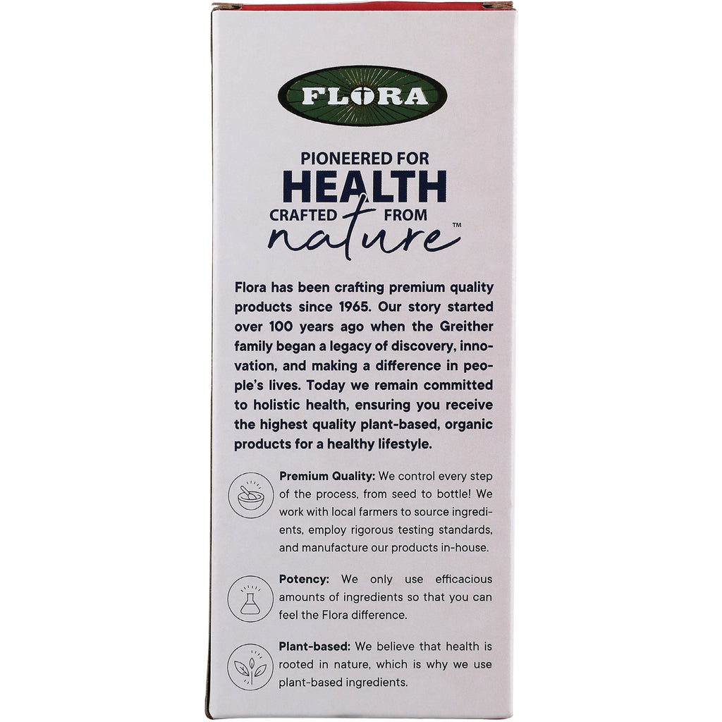 FL102 | Flora box side panel with logo, heading PIONEERED FOR HEALTH crafted from nature, and product quality bullet points - Thumbnail
