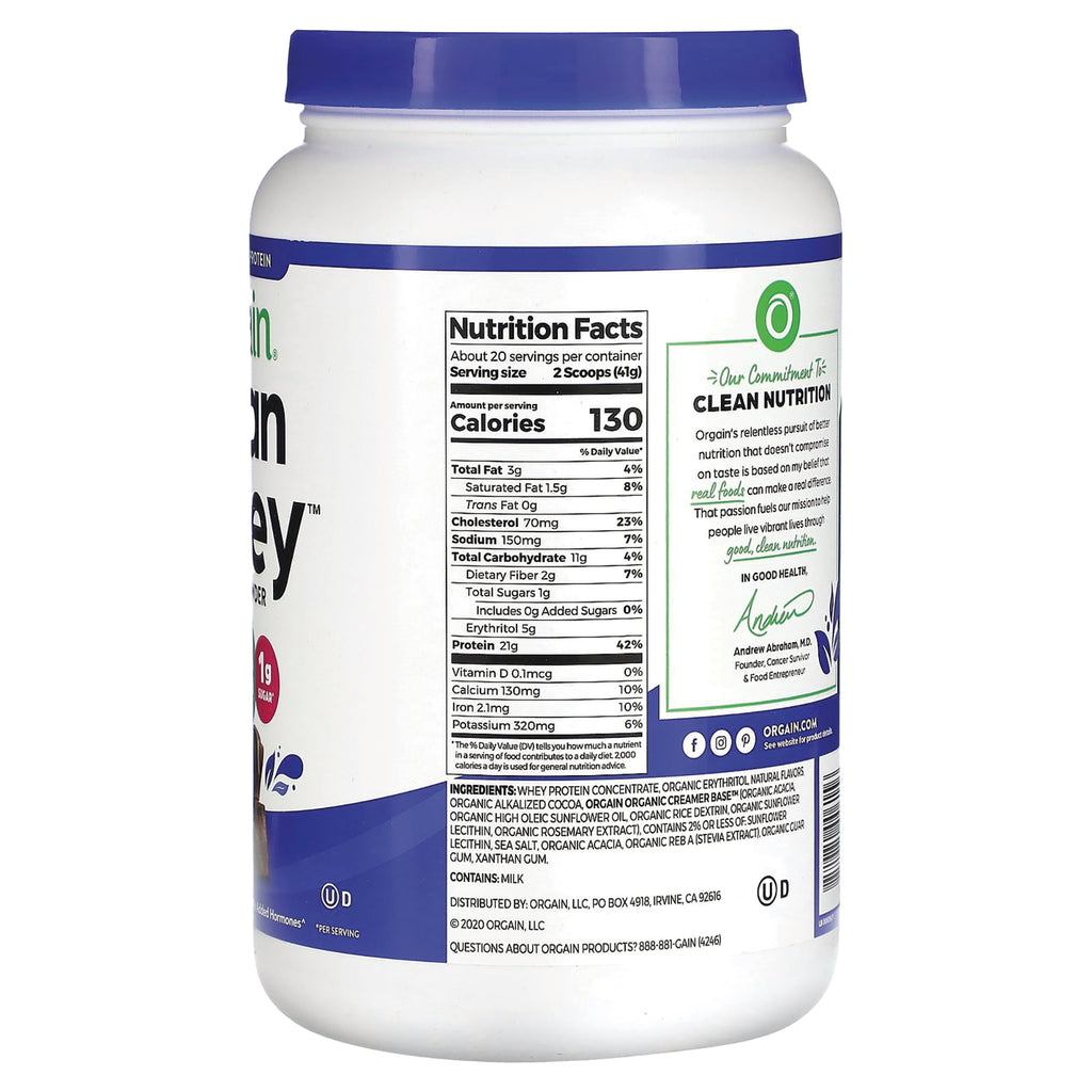 OGN006 | Back of white protein powder tub showing Nutrition Facts panel and ingredients label - Thumbnail