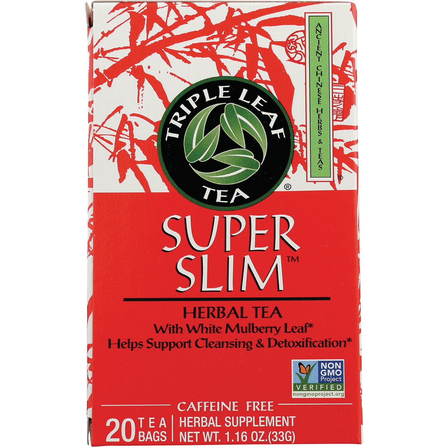 TLT008 | Triple Leaf Tea Super Slim herbal tea box, 20 tea bags, caffeine free, Non-GMO Project Verified