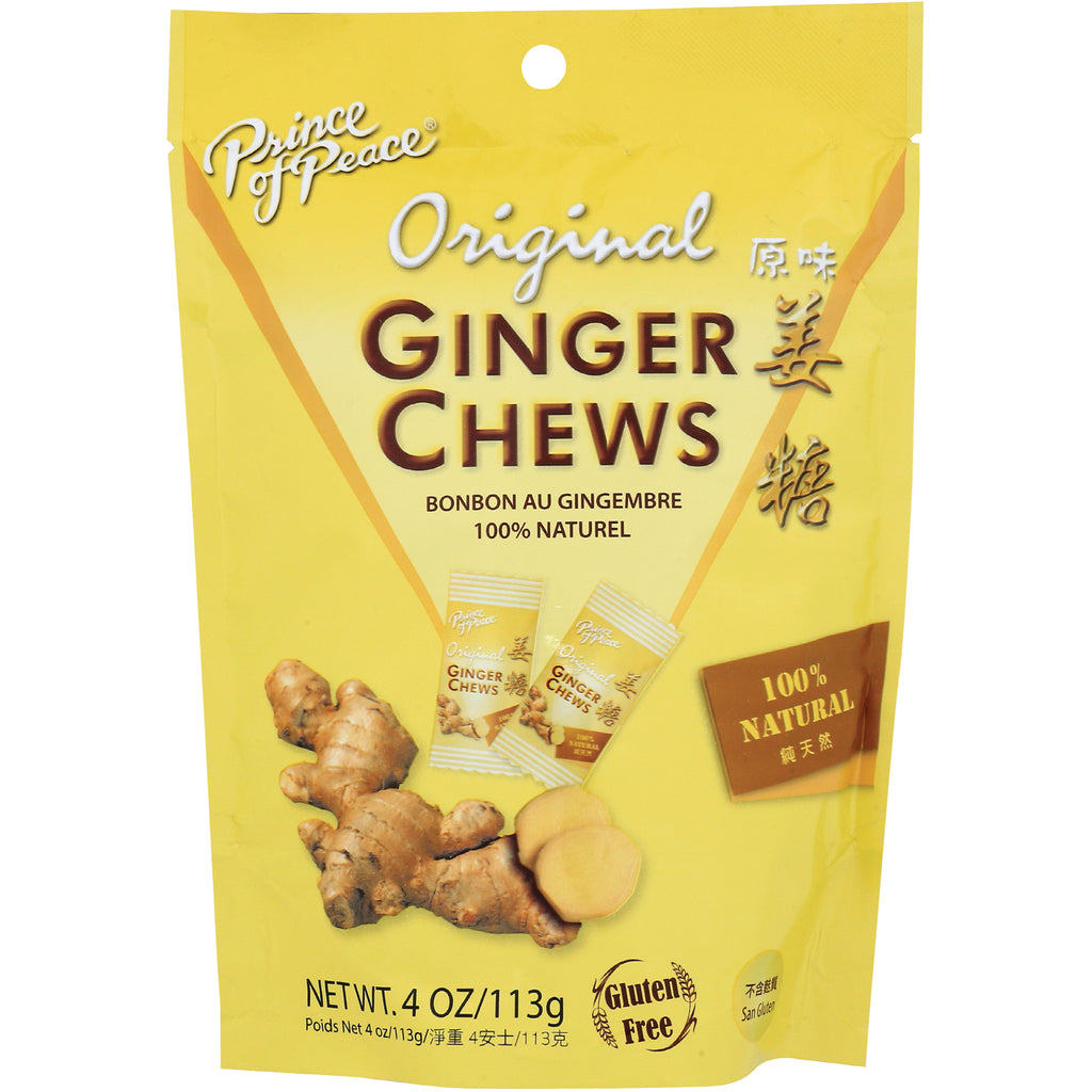 POP041 | Yellow Prince of Peace Original Ginger Chews pouch with ginger root and 100% natural badge - Thumbnail