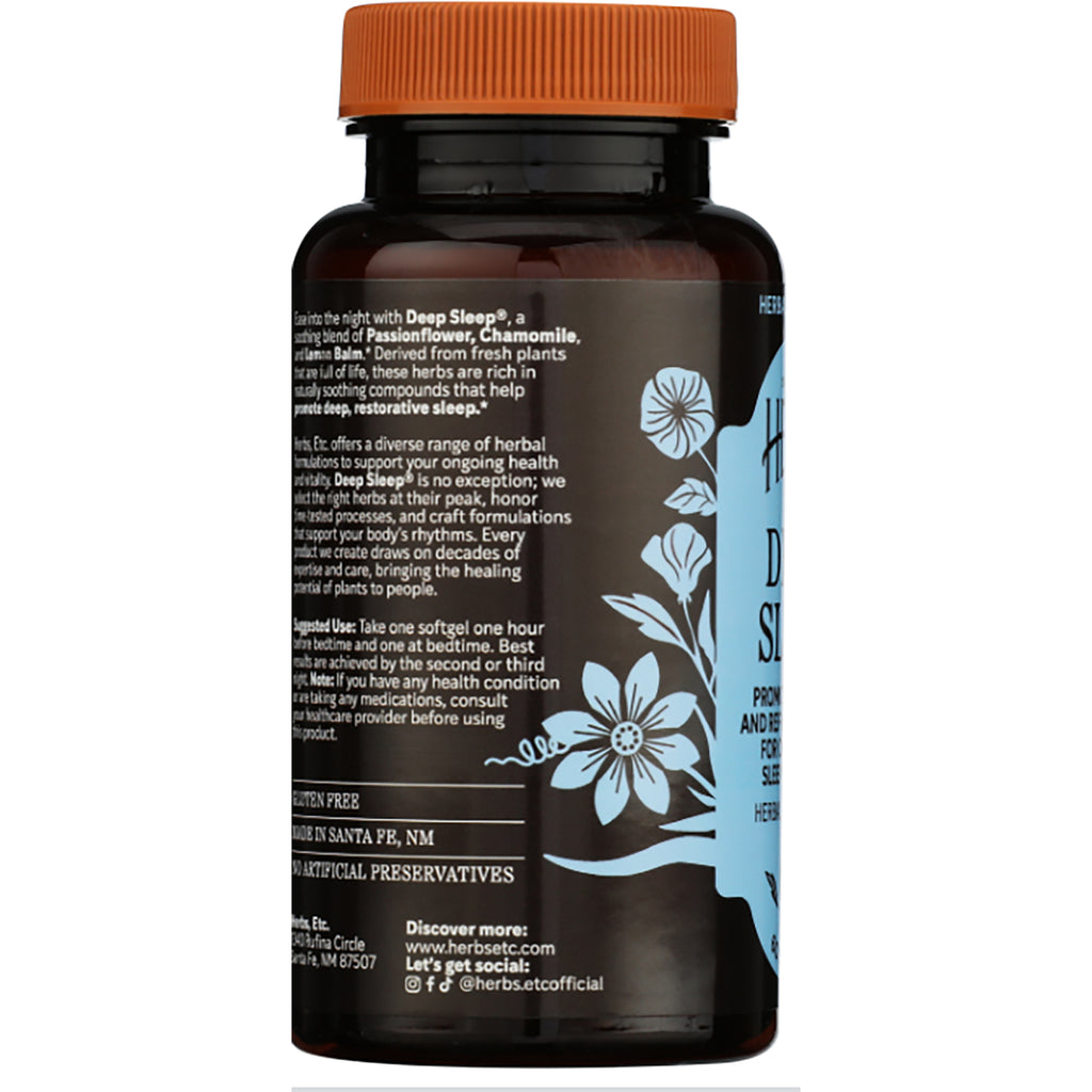 HE106 | Back label of Deep Sleep herbal supplement bottle with directions and ingredients - Thumbnail