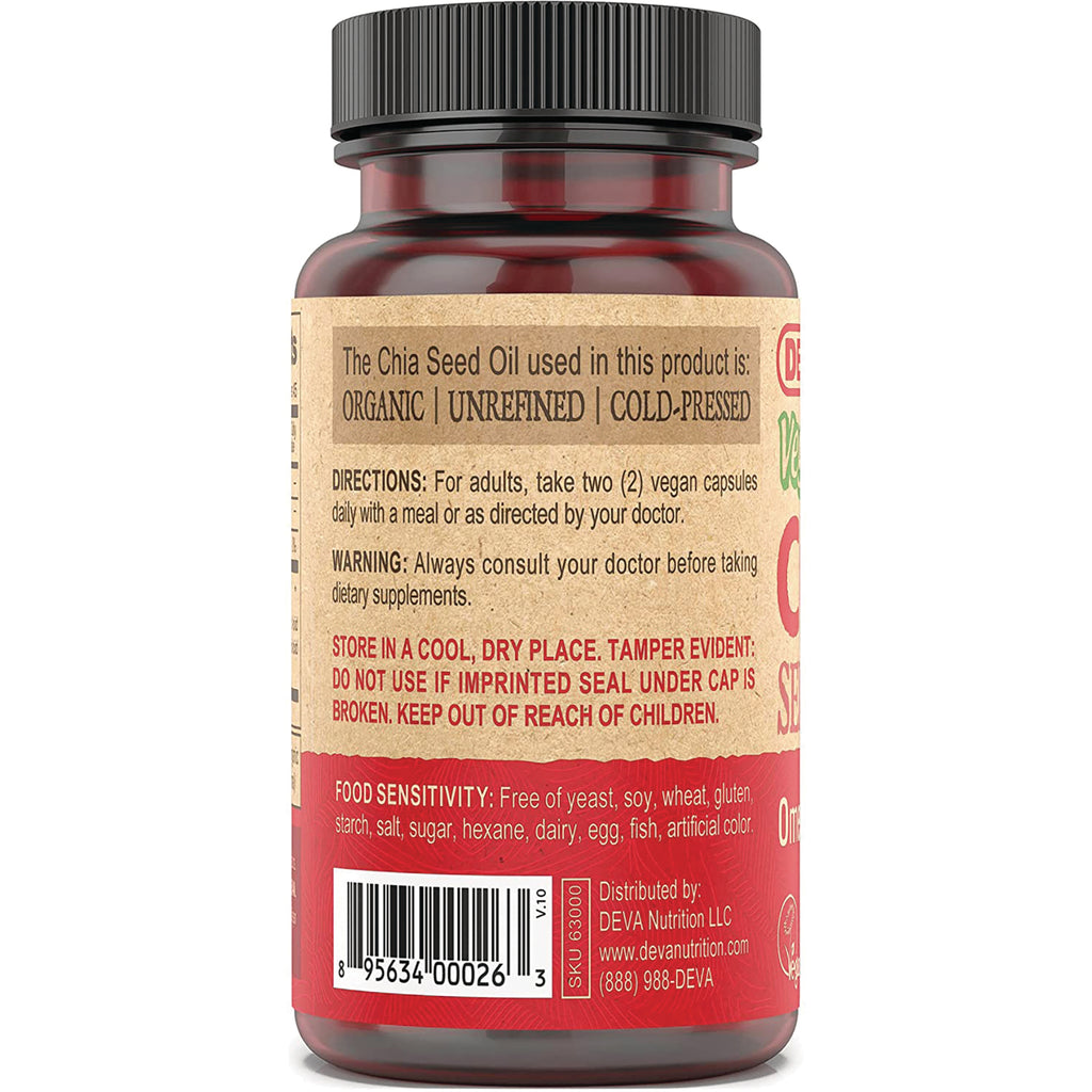 DEV014 | Back label of supplement bottle showing directions, warning, storage instructions, food sensitivity note and barcode - Thumbnail