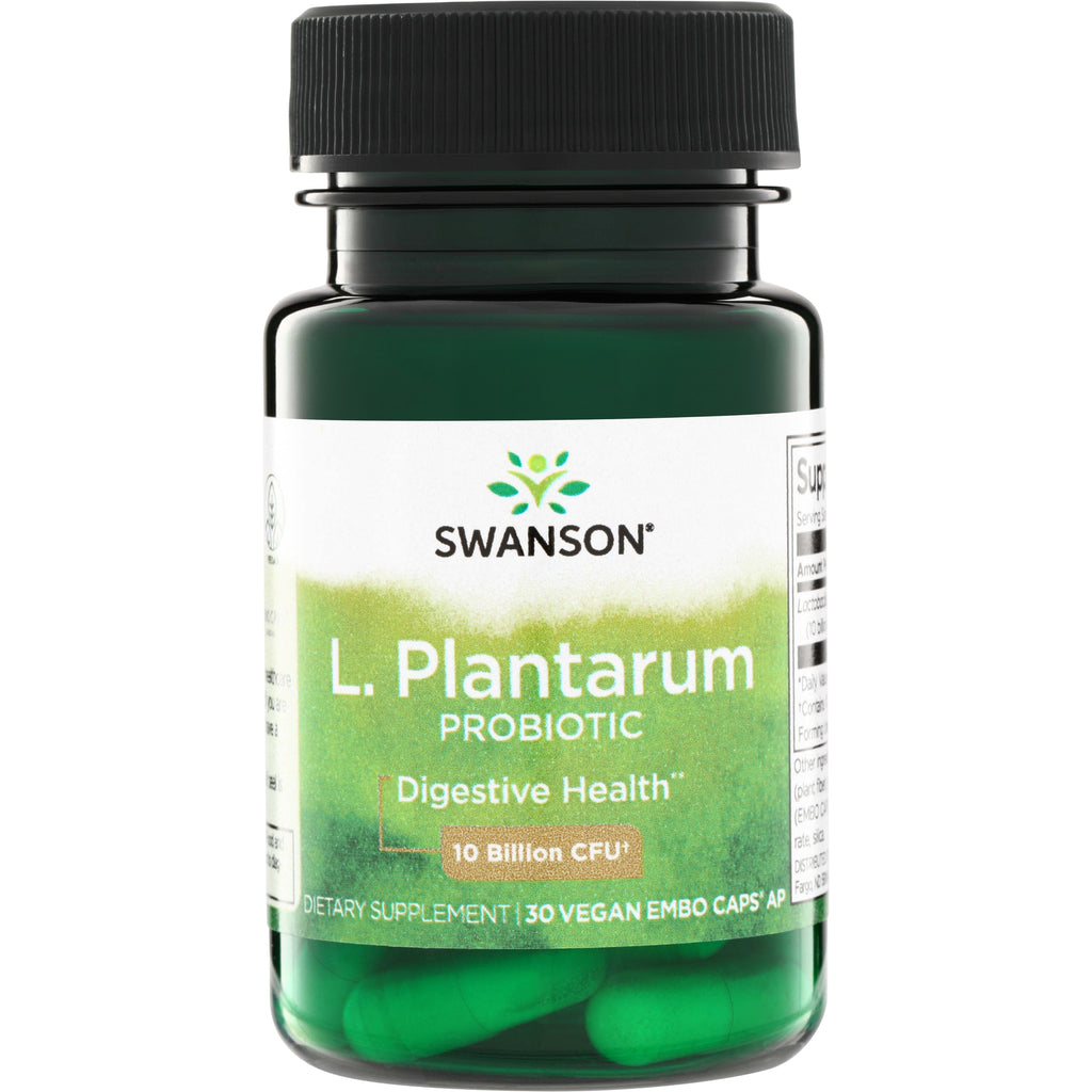 SWA016 | Swanson L. Plantarum Probiotic, Digestive Health*, 10 Billion CFU, 30 vegan capsules bottle front - Thumbnail