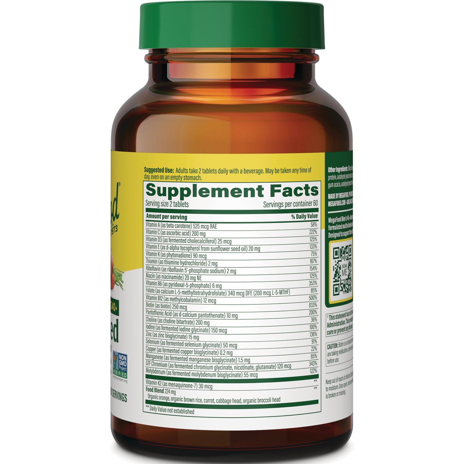 MGF072 | bottle back showing Supplement Facts panel and ingredient list