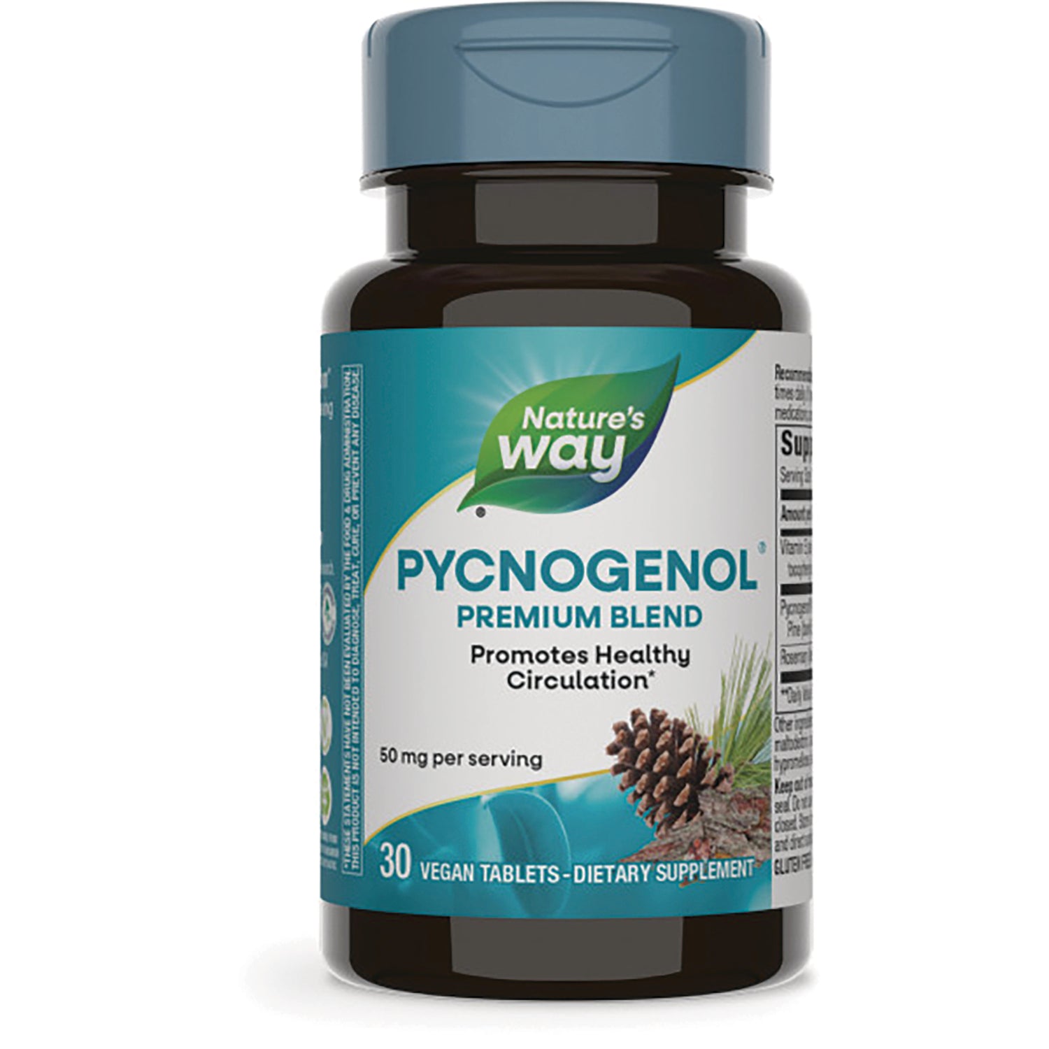 NW385 | Nature's Way Pycnogenol premium blend bottle, 30 vegan tablets, promotes healthy circulation