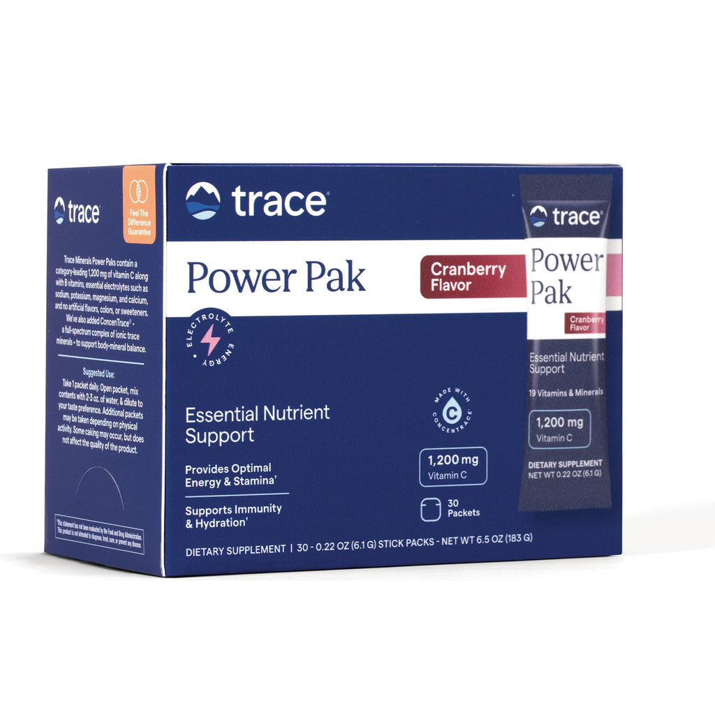TM020 | Trace Power Pak Cranberry Flavor electrolyte and vitamin C drink mix box, 30 packets, 1,200 mg vitamin C - Thumbnail