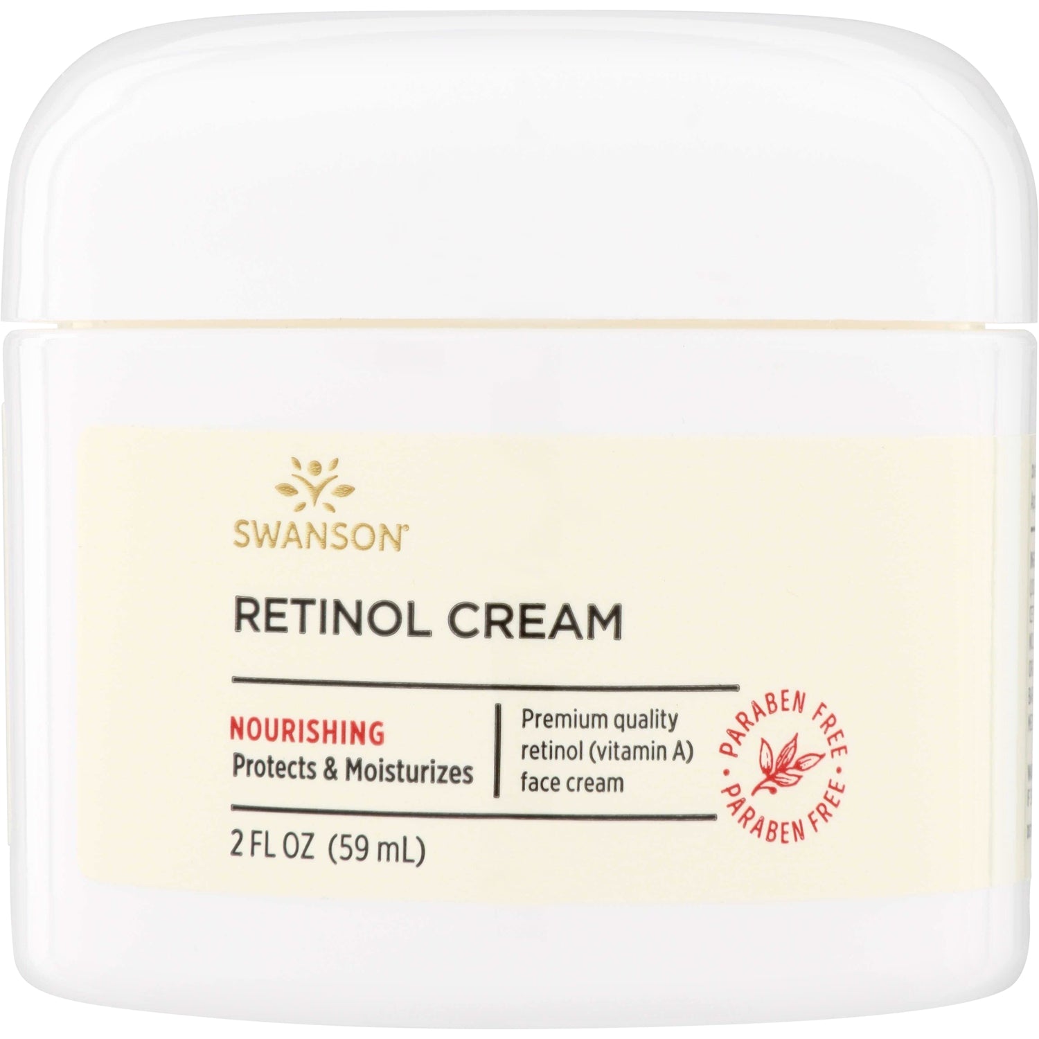 SW1461 | Swanson Retinol Cream jar, 2 fl oz, Vitamin A face moisturizer, paraben free
