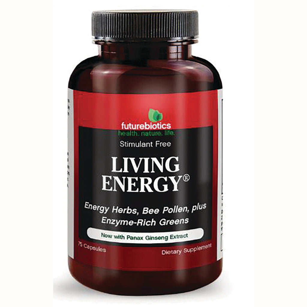 FB078 | Futurebiotics Living Energy dietary supplement bottle with red label reading LIVING ENERGY and 75 capsules - Thumbnail