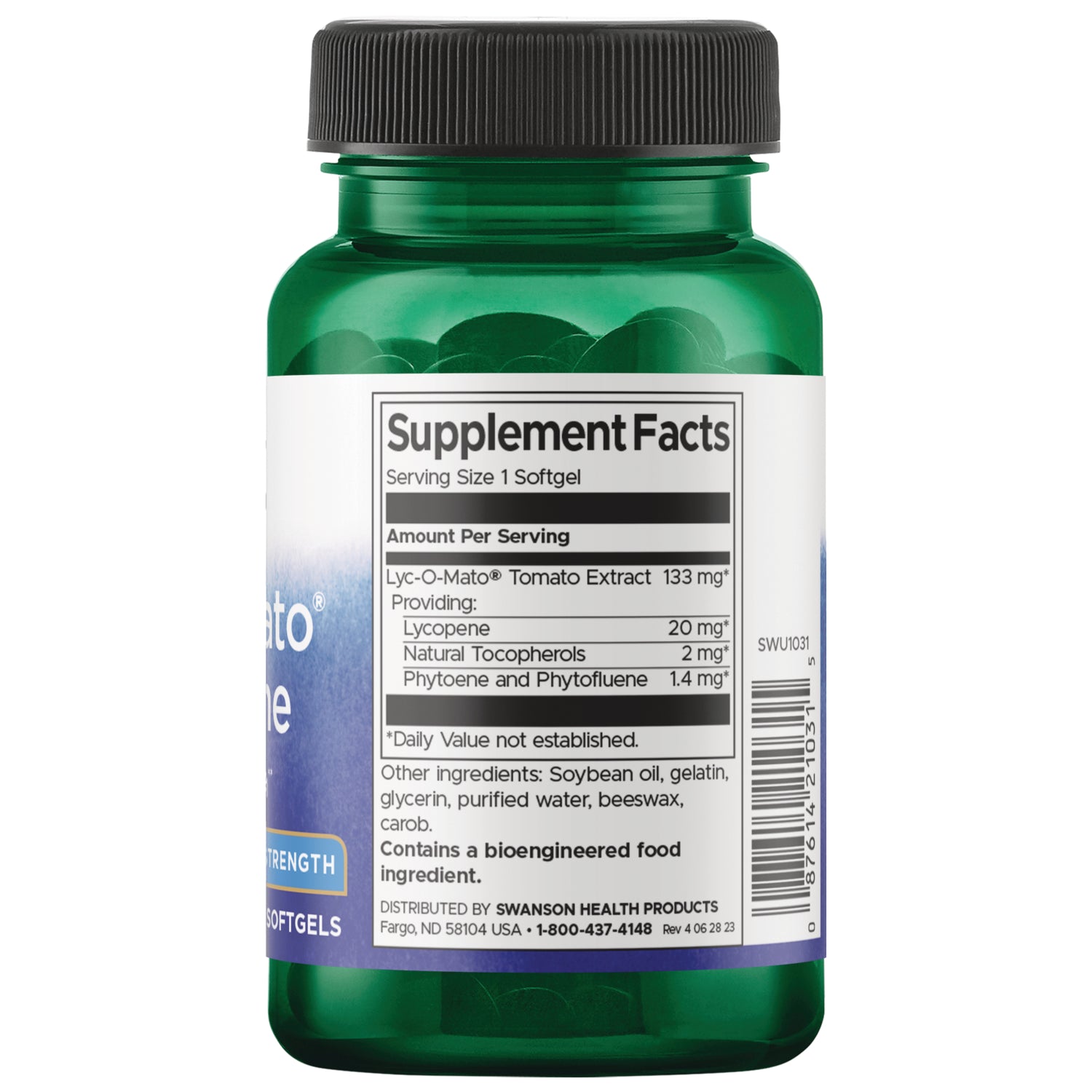SWU1031 | Back label with supplement facts and serving information