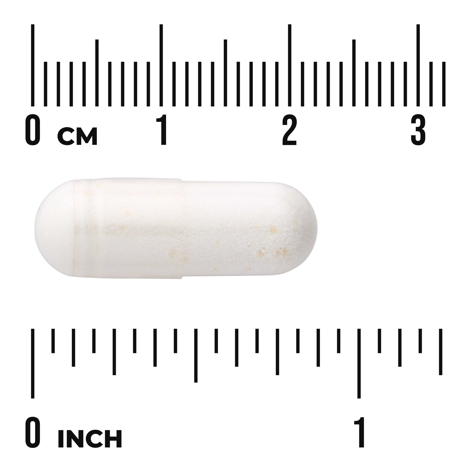 SWA040 | White capsule on ruler showing about 0.9 inch