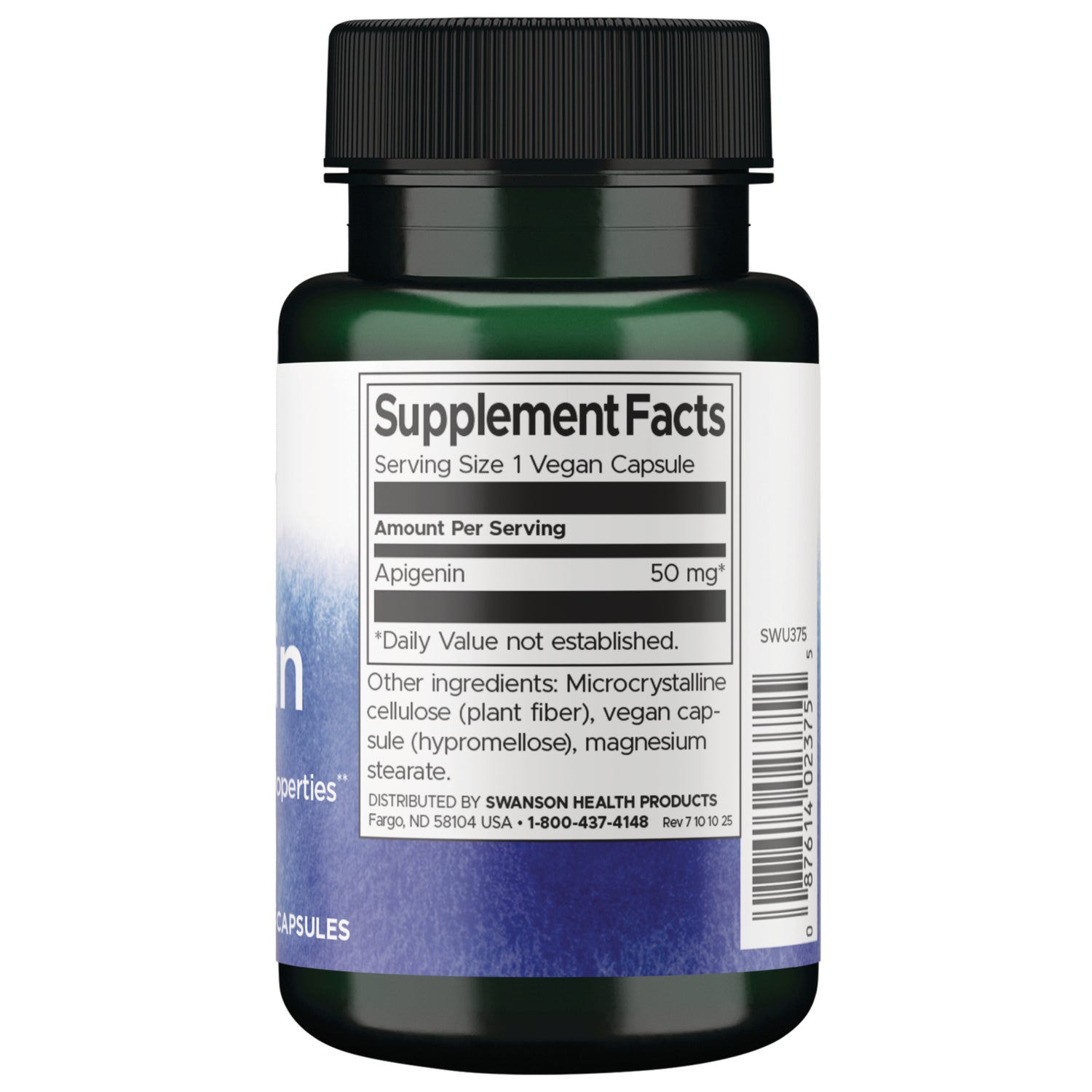 SWU375 | Back label with supplement facts and serving information
