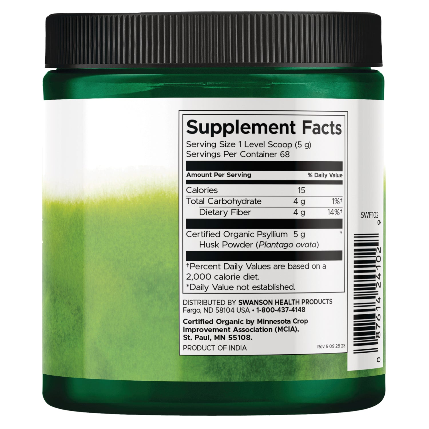 SWF102 | Back label with supplement facts and serving information
