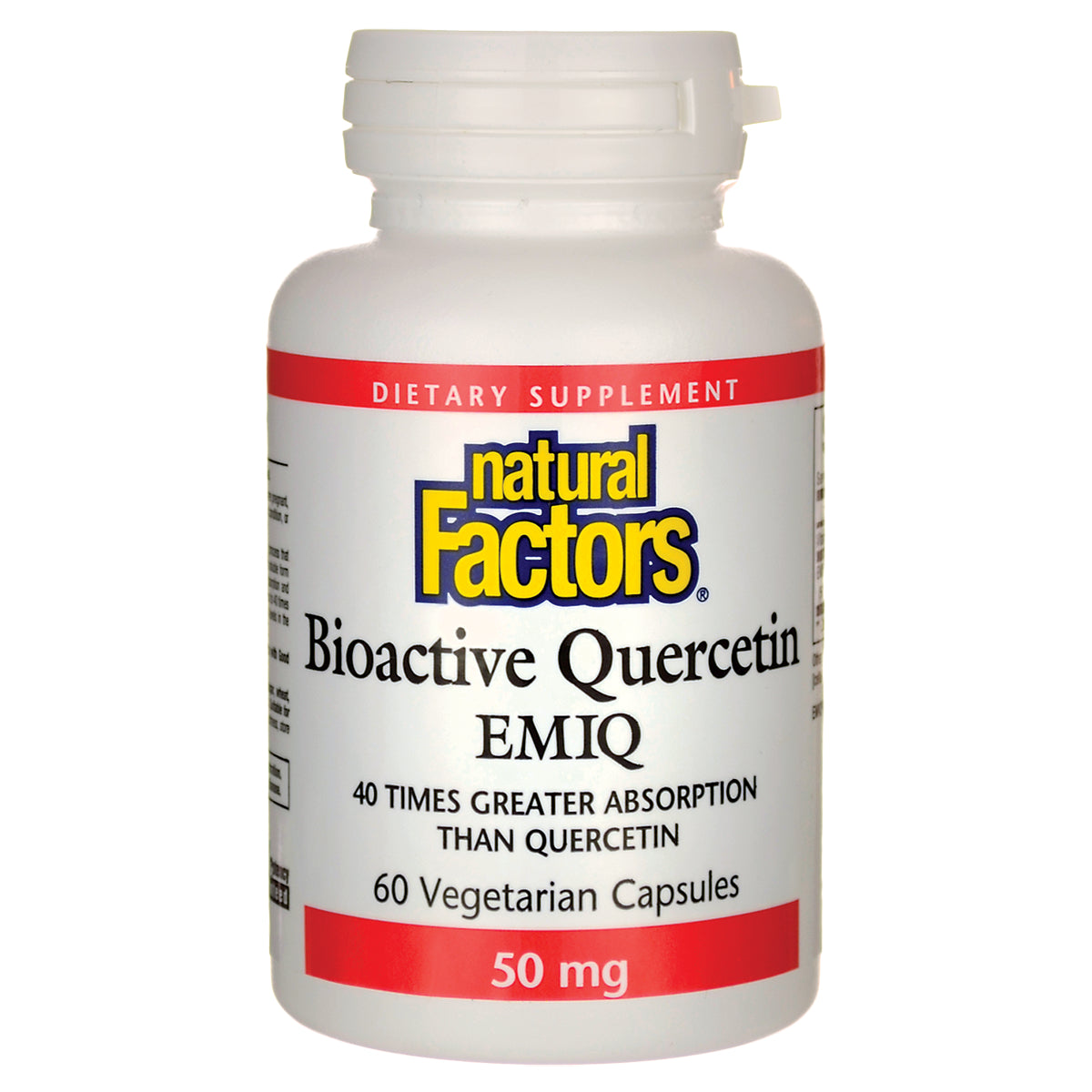 NFC172 | Natural Factors Bioactive Quercetin EMIQ supplement bottle, 60 vegetarian capsules, 50 mg