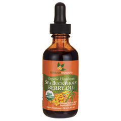 SBW005 | Amber glass dropper bottle labeled Sea Buckthorn Berry Oil USDA Organic
