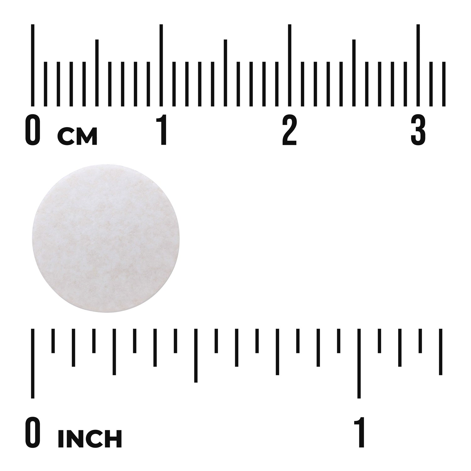 SW043 | Round white tablet with cm and inch rulers for size reference