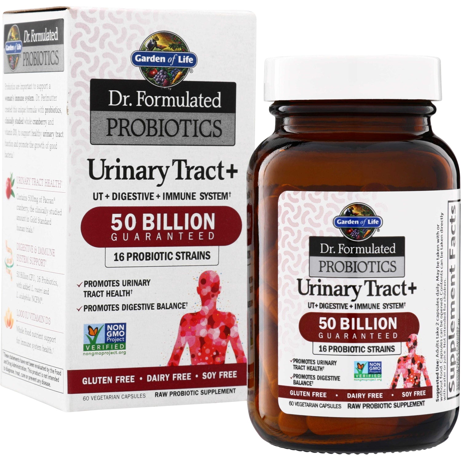 GLF383 | Garden of Life Dr. Formulated Probiotics Urinary Tract+ 50 Billion Guaranteed, box and bottle front
