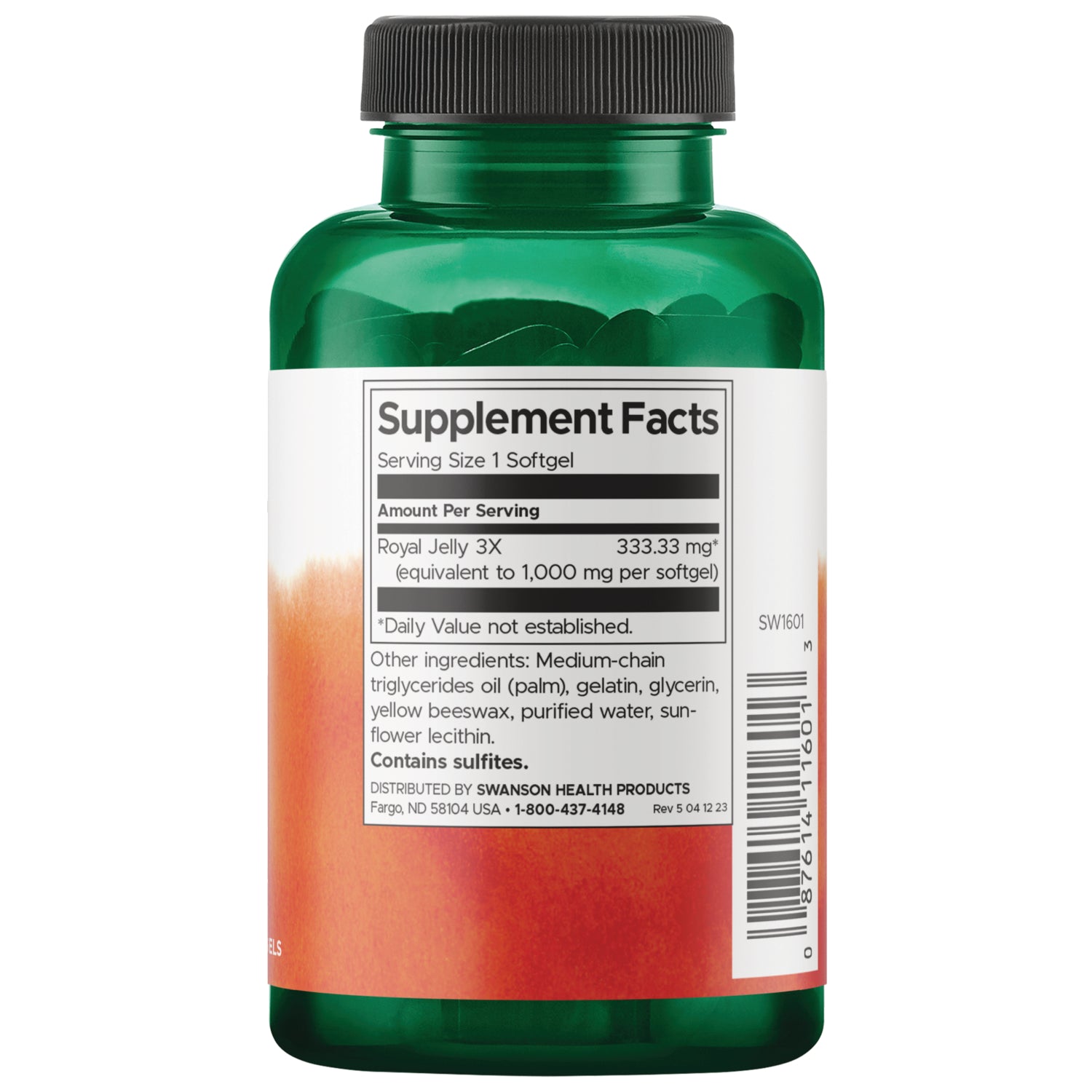 SW1601 | Back label with Supplement Facts