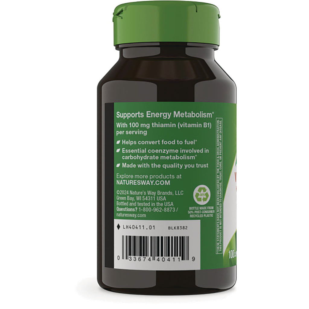 NW824 | Back of dark supplement bottle showing green label Supports Energy Metabolism and barcode - Thumbnail
