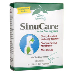 EUR022 | SinuCare with Eucalyptus dietary supplement box, Terry Naturally branding, 30 softgels, non-drowsy sinus support
