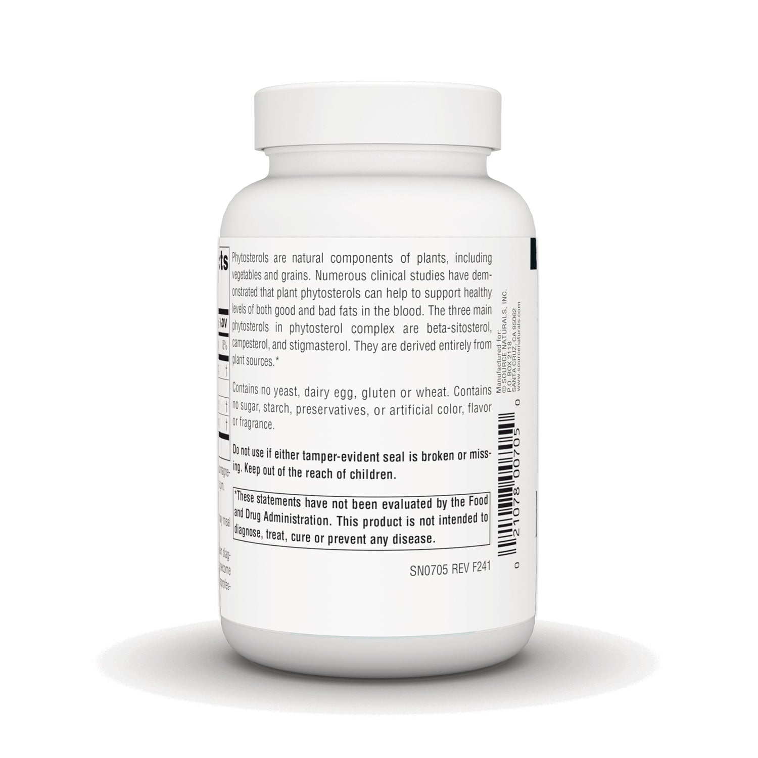 SN744 | Supplement bottle back label with ingredient details, warning text, and barcode