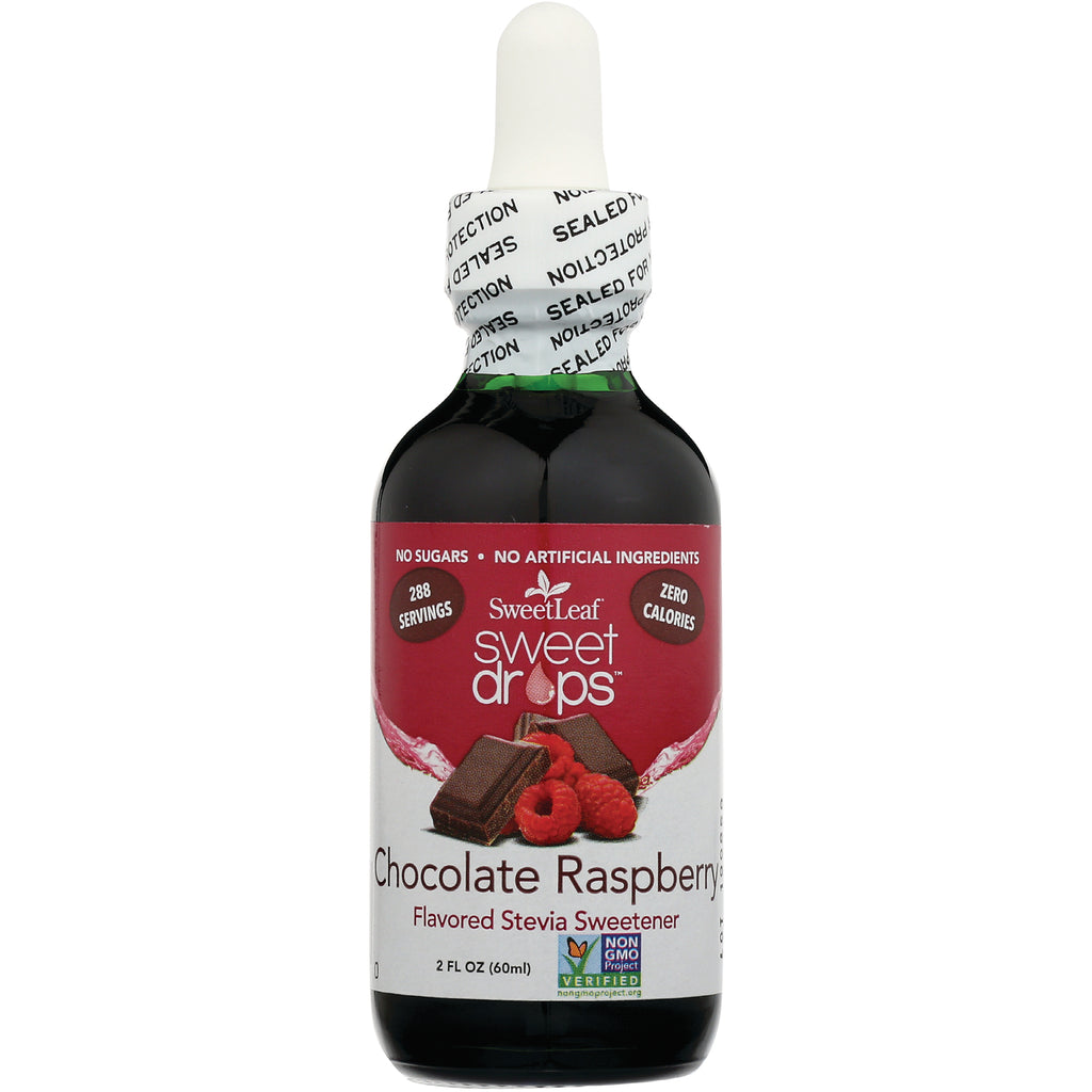 WA041 | SweetLeaf Sweet Drops Chocolate Raspberry stevia sweetener, 2 fl oz dropper bottle, zero calories, 288 servings - Thumbnail