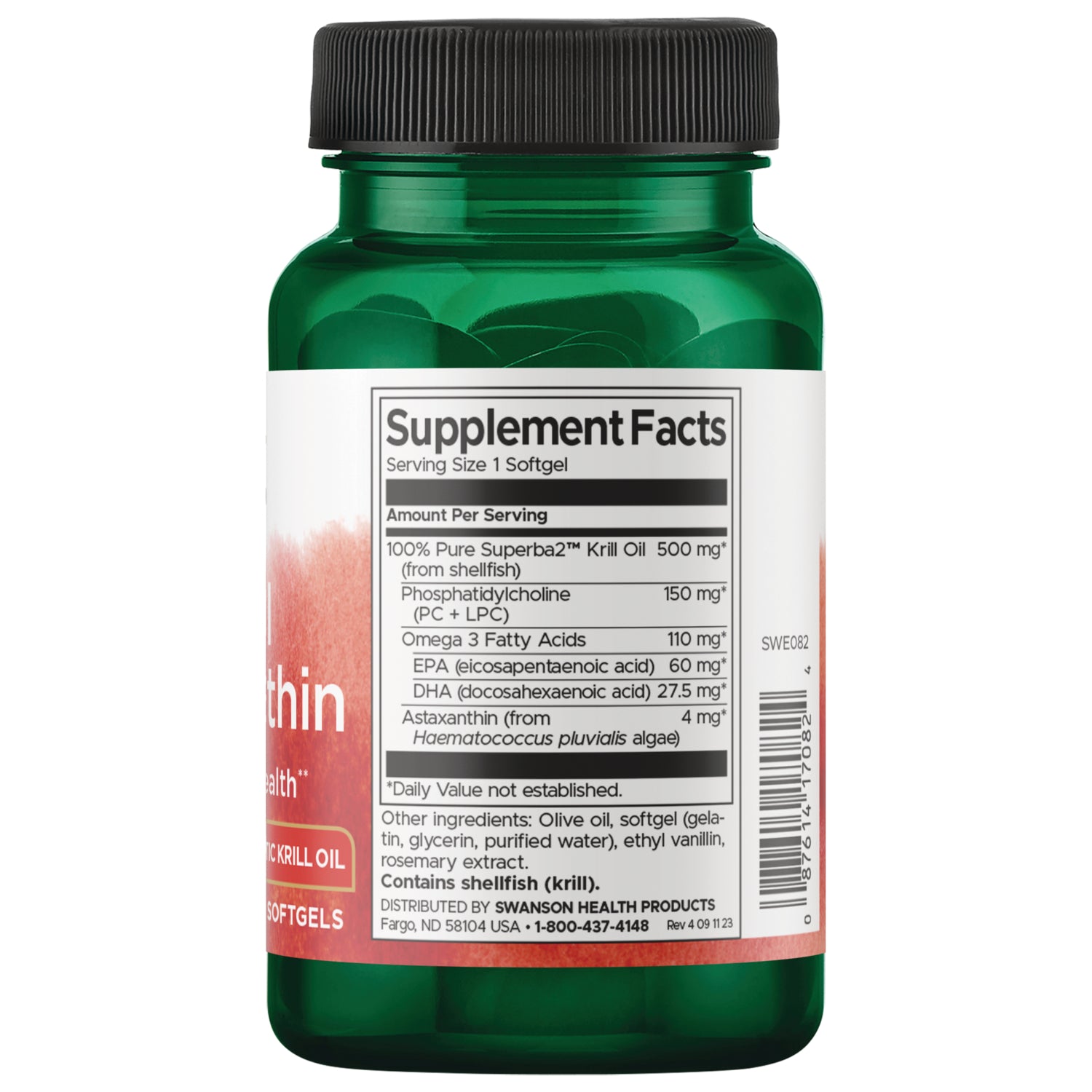 SWE082 | Back label with supplement facts and serving information