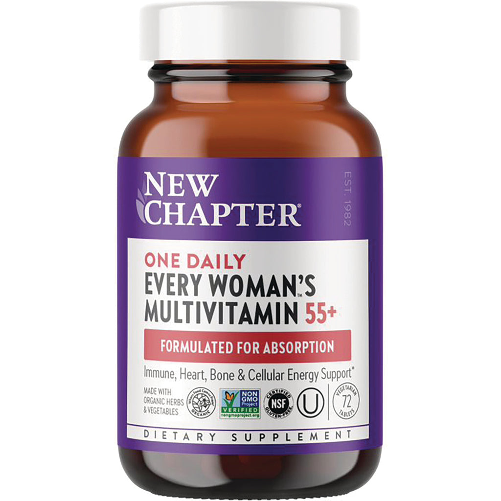 NWC308 | Brown bottle of New Chapter One Daily Every Woman's Multivitamin 55+ with purple label formulated for absorption - Thumbnail