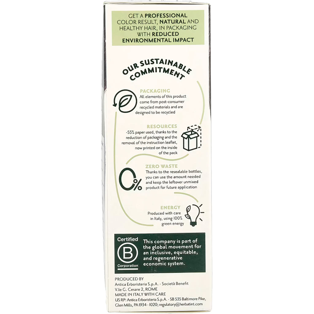 HBT004 | Back of product box showing sustainable commitment text, packaging and zero waste icons, energy note and Certified B logo - Thumbnail