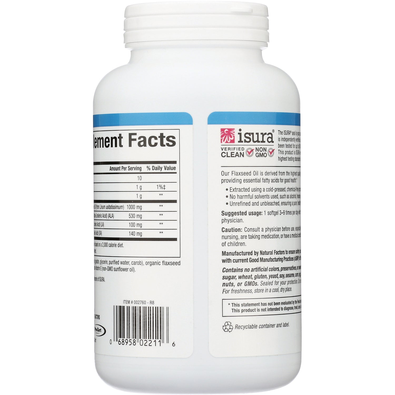 NFC156 | back label of white supplement bottle showing Supplement Facts, ingredients and barcode
