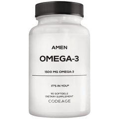 CDG051 | Amen OMEGA-3 supplement bottle front labeled 1500 MG OMEGA-3 90 softgels Codeage