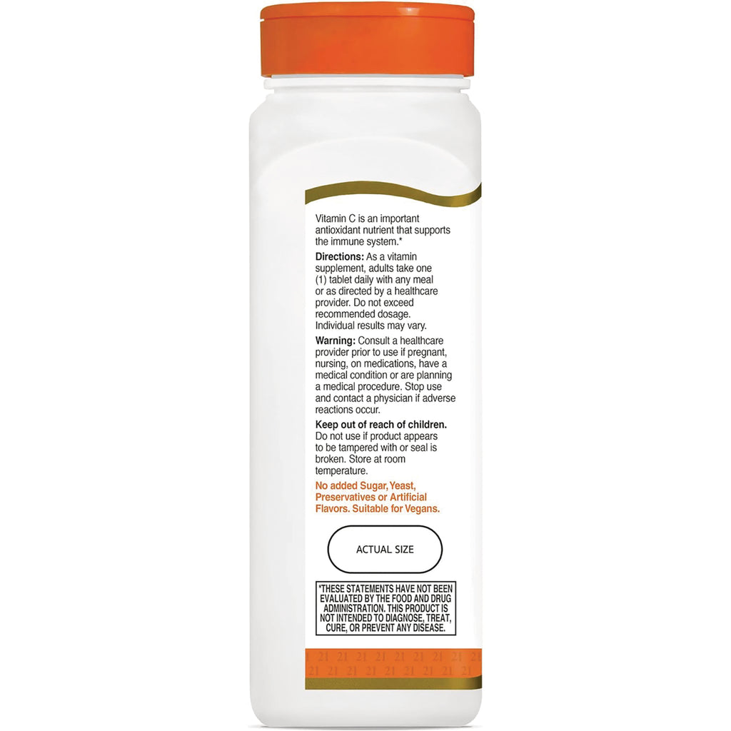 CNT172 | Back of white supplement bottle with orange cap showing directions, warnings, and actual size indicator - Thumbnail