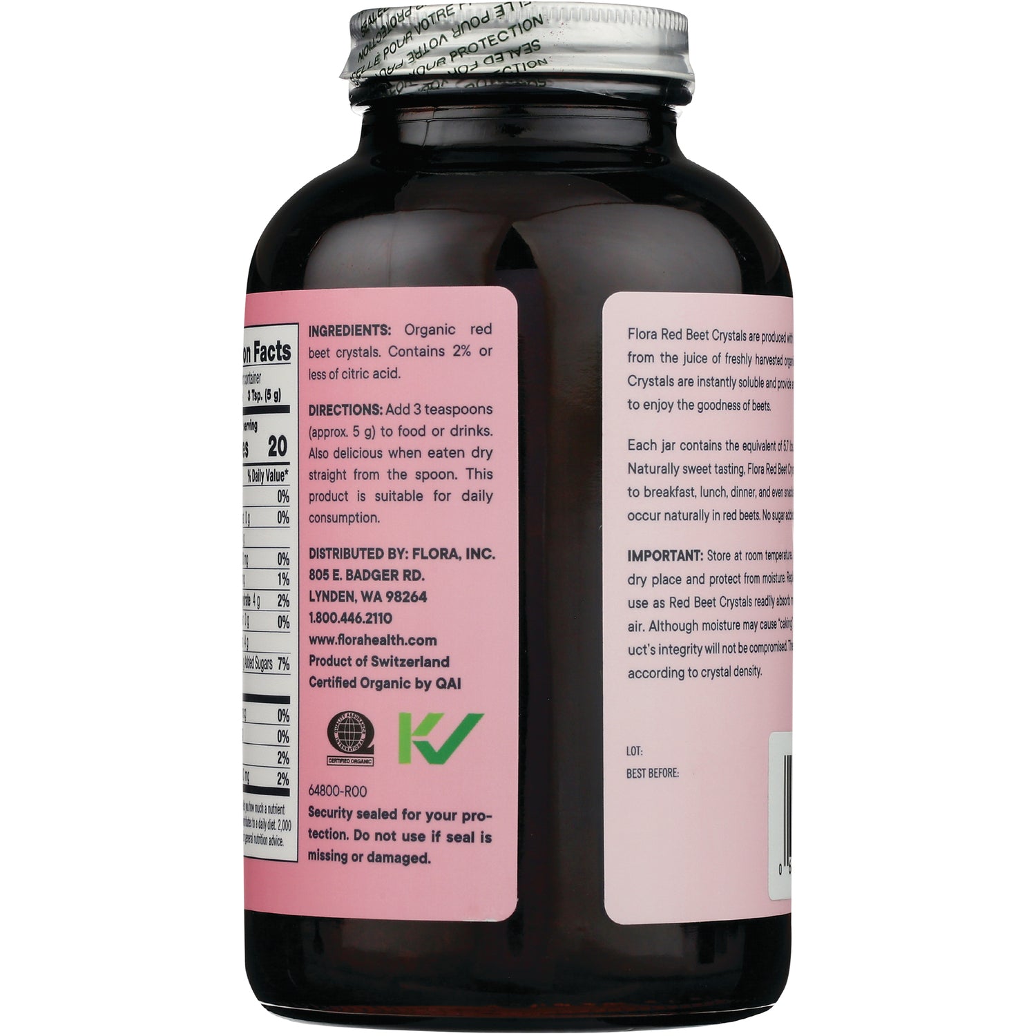 FL103 | back label showing ingredients, directions, and distributor information on a brown supplement jar