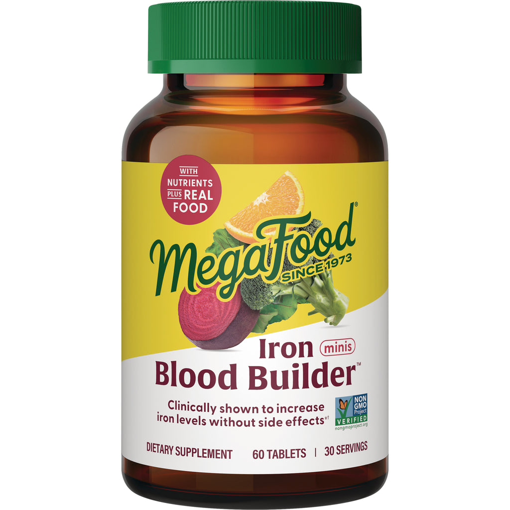 MGF086 | Megafood Iron Blood Builder minis bottle front label, 60 tablets dietary supplement - Thumbnail