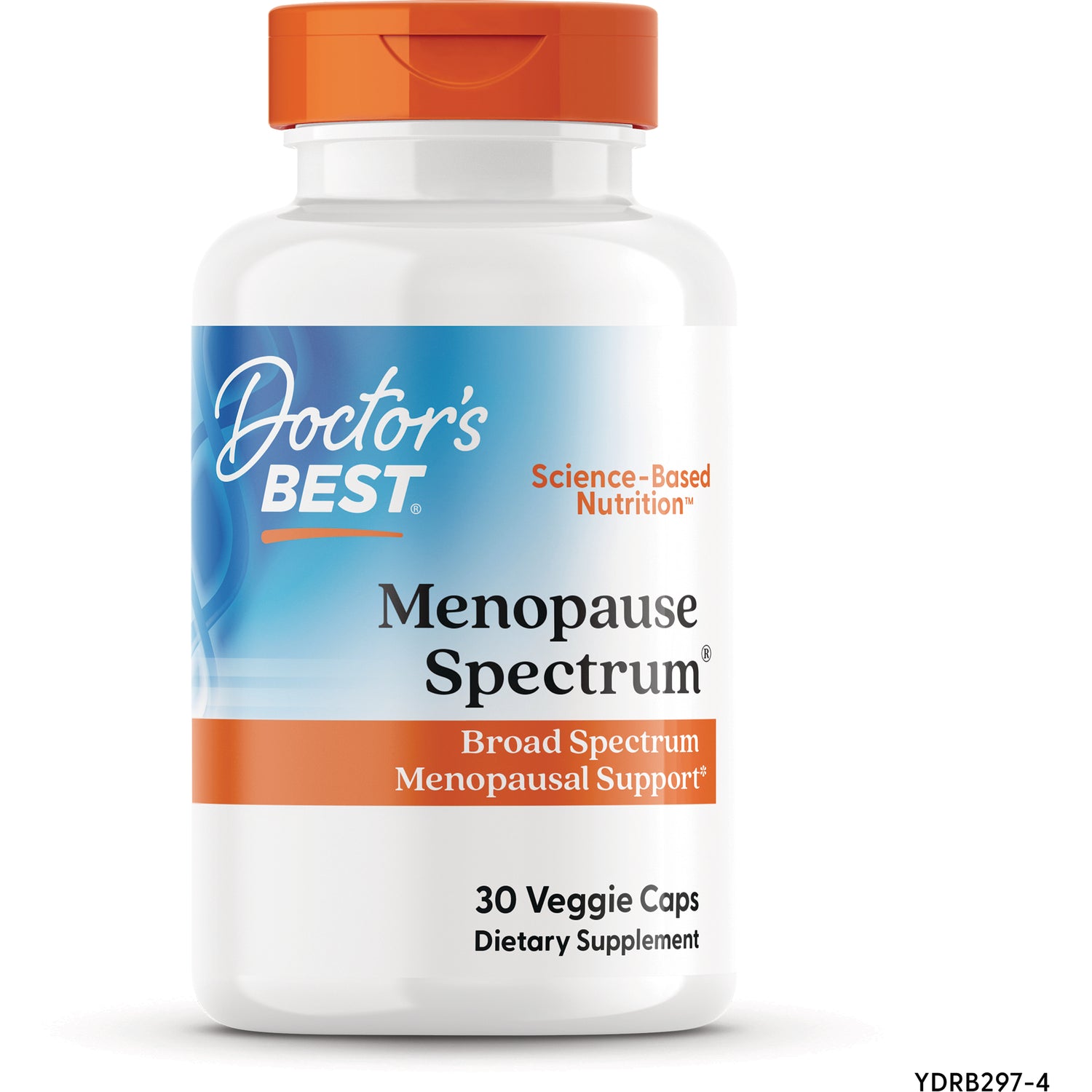 DB198 | Doctor's Best Menopause Spectrum supplement bottle front label showing Broad Spectrum Menopausal Support and 30 Veggie Caps
