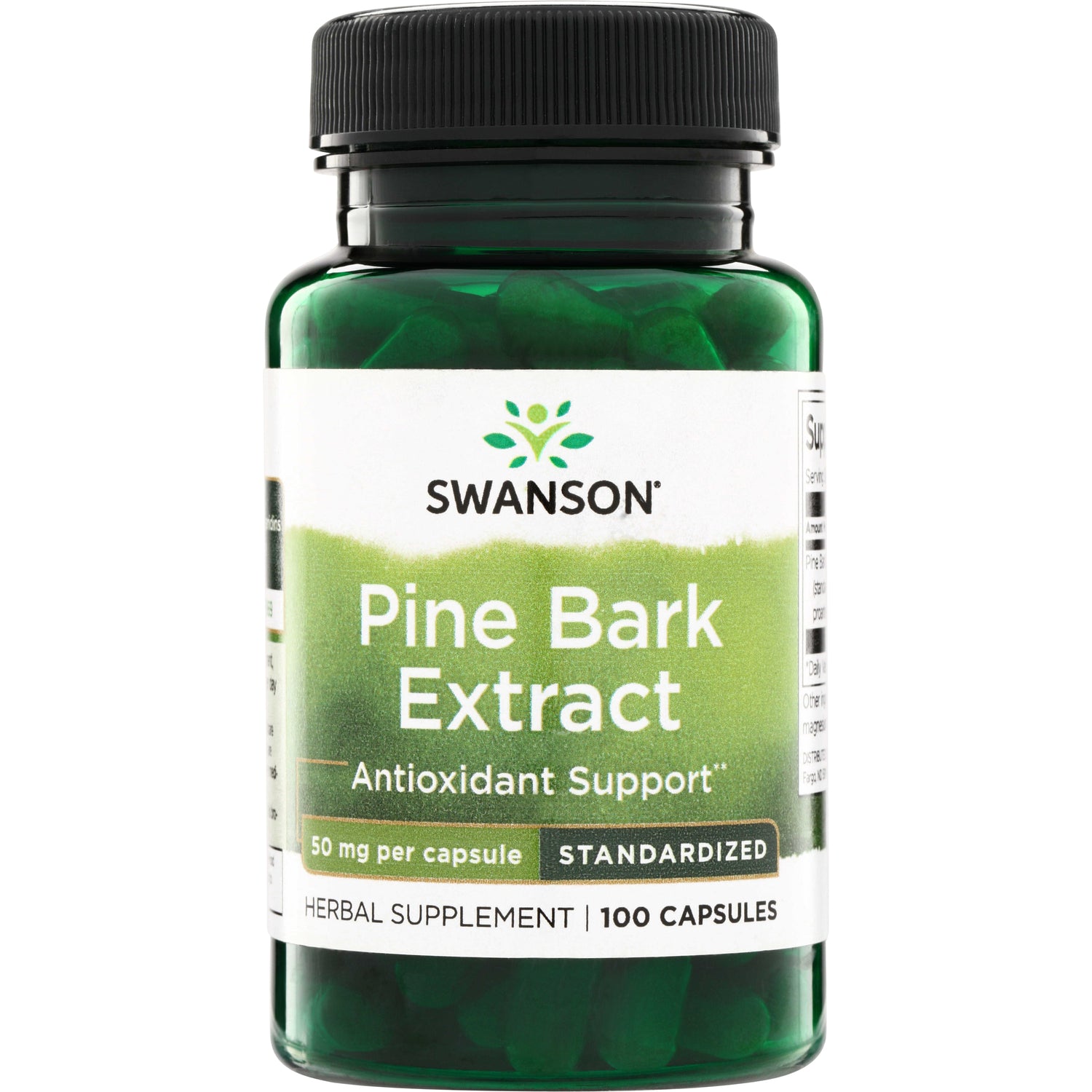 SWH160 | Swanson Pine Bark Extract supplement bottle, Antioxidant Support, 50 mg per capsule, standardized, 100 capsules