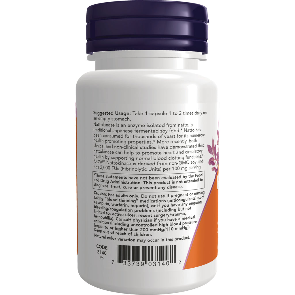 NWF335 | Back of white supplement bottle showing suggested usage and caution text, barcode, purple cap and orange label accent - Thumbnail