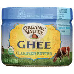 PUF002 | Organic Valley ghee clarified butter jar showing label with cow and USDA Organic seal