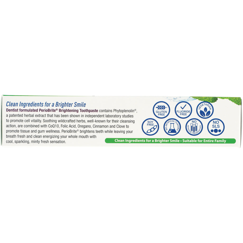 NAT078 | product infographic panel reading Clean Ingredients for a Brighter Smile with icons: gluten free, fluoride free, vegetarian, soy free, no SLS - Thumbnail