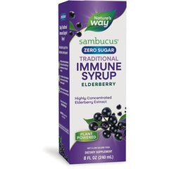 NW664 | Nature's Way Sambucus zero sugar traditional immune syrup elderberry box 8 fl oz plant powered