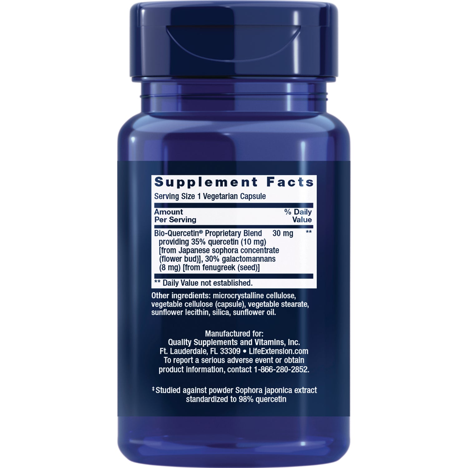 LE494 | Back label showing Supplement Facts with serving size 1 vegetarian capsule and ingredient list