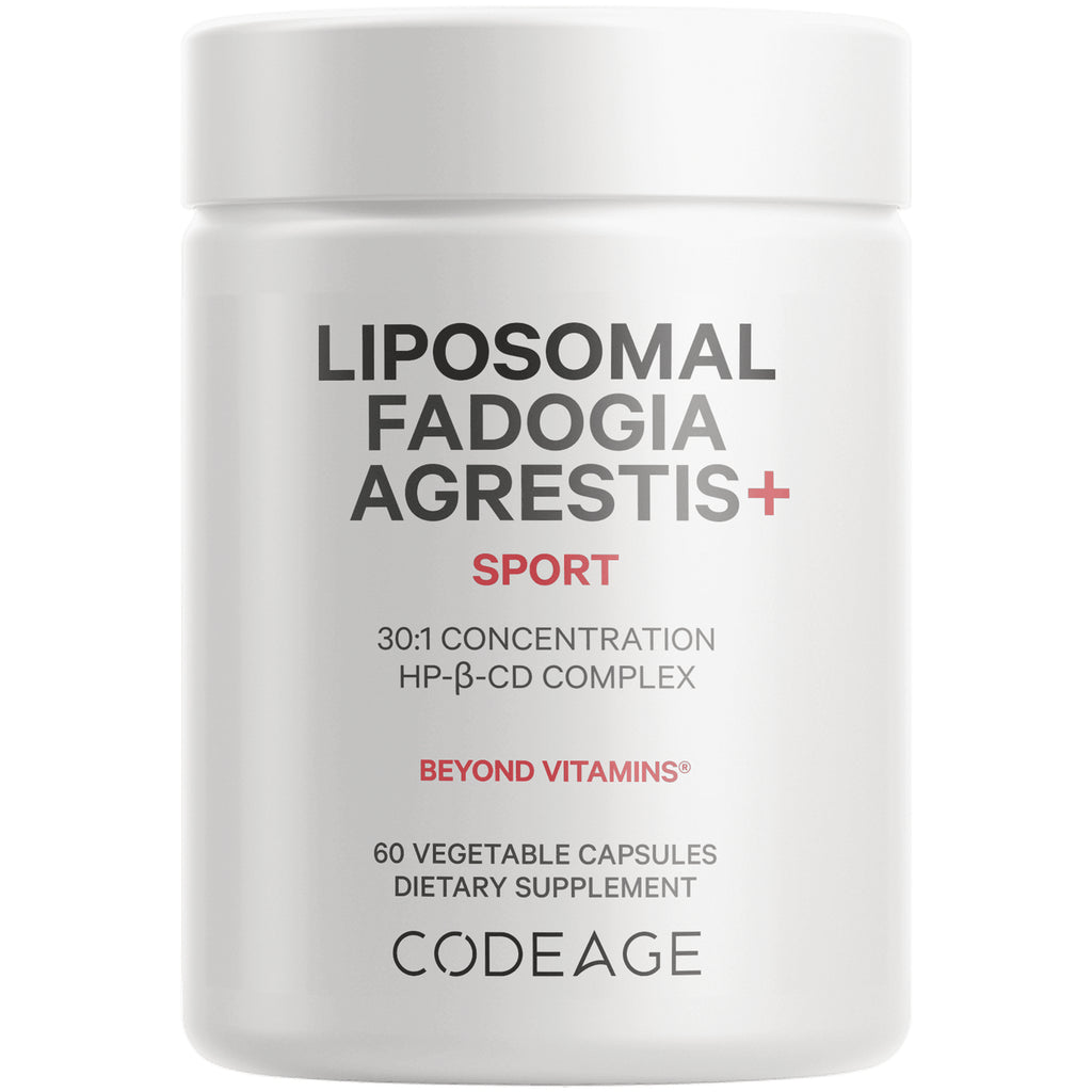 CDG057 | white supplement jar labeled LIPOSOMAL FADOGIA AGRESTIS+ SPORT, 60 vegetable capsules, CODEAGE - Thumbnail