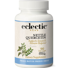 EC036 | Eclectic Herb Nettle Quercetin dietary supplement bottle front label, 90 veg caps 350mg