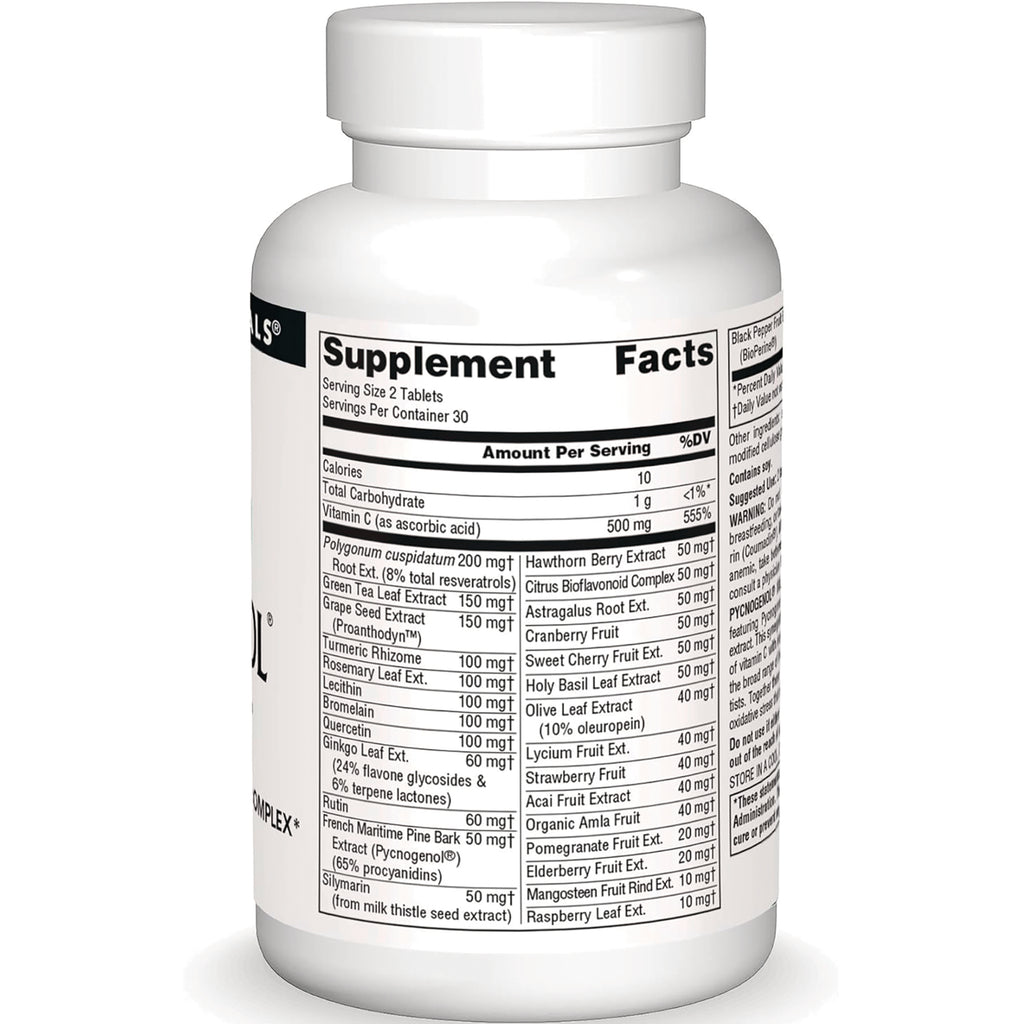 SN682 | Supplement bottle back label with Supplement Facts panel, serving size 2 tablets, 30 servings - Thumbnail