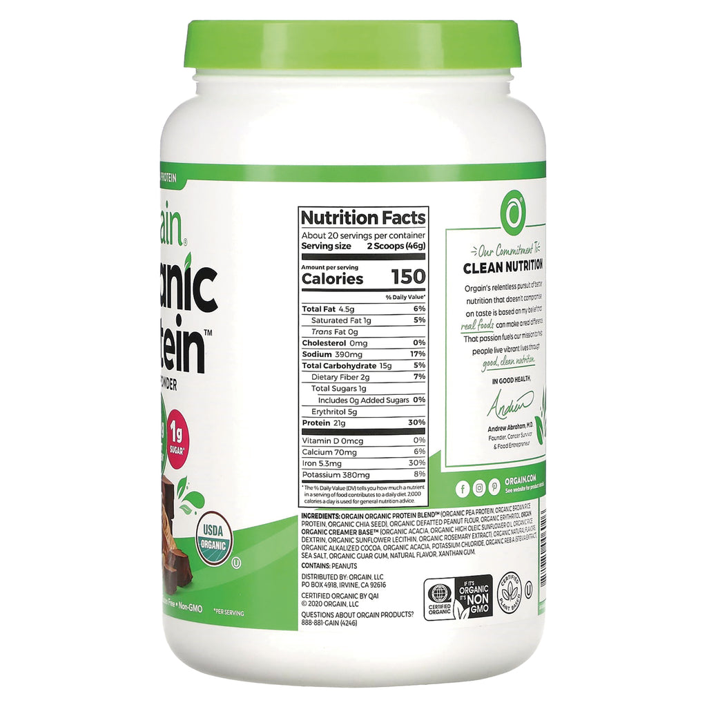 OGN012 | Back of white protein powder tub showing Nutrition Facts panel, ingredients and brand Clean Nutrition text - Thumbnail