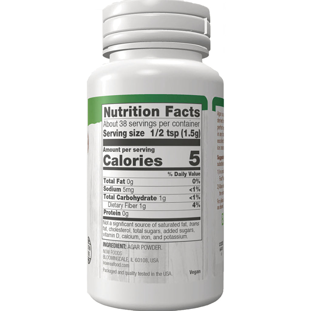 NWF1223 | Back of white supplement bottle showing Nutrition Facts label and ingredient AGAR POWDER - Thumbnail