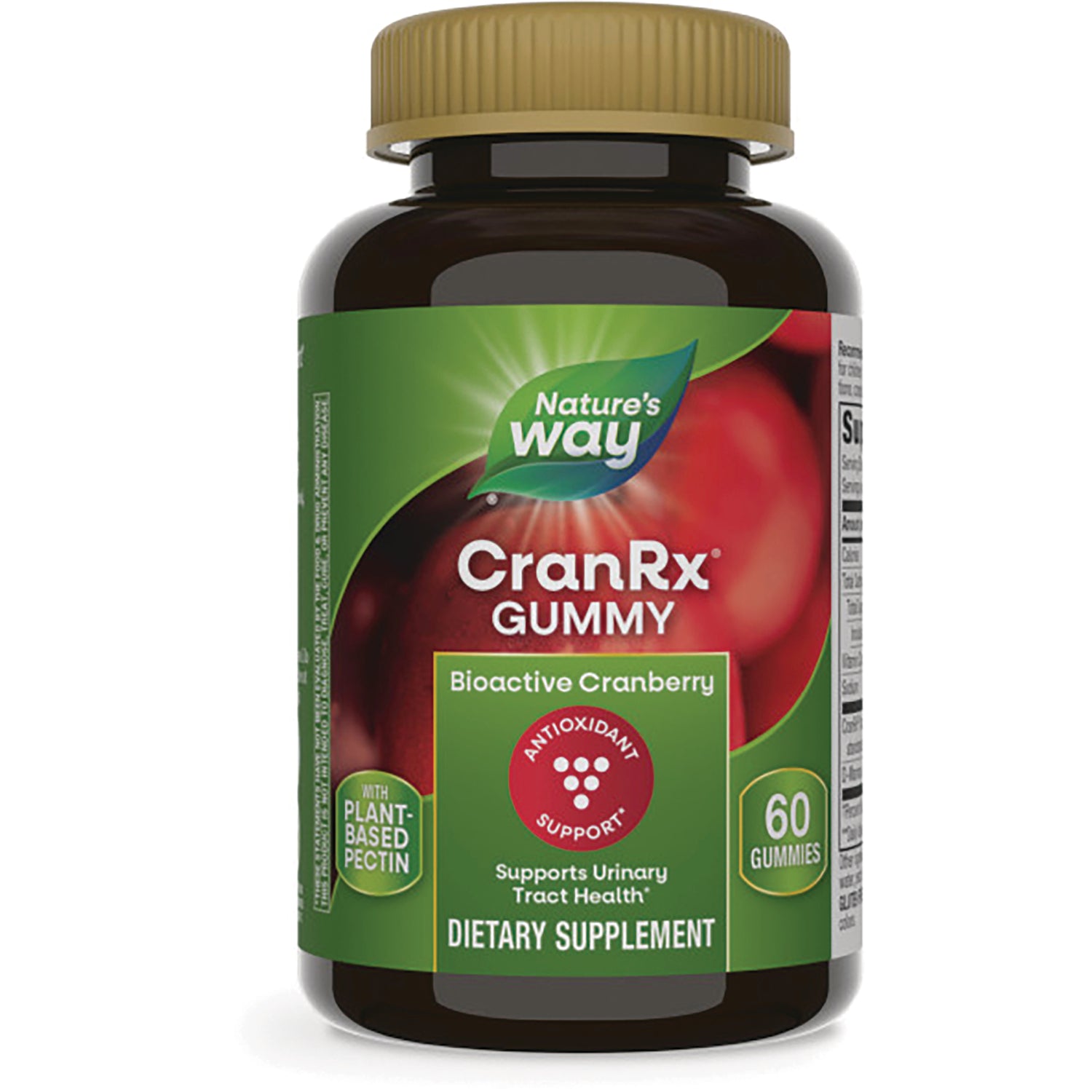 NW1062 | Nature's Way CranRx gummy bottle, bioactive cranberry dietary supplement, 60 gummies
