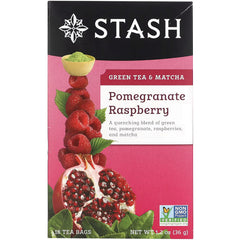 STH002 | Stash Green Tea & Matcha Pomegranate Raspberry tea, 18 tea bags, box front