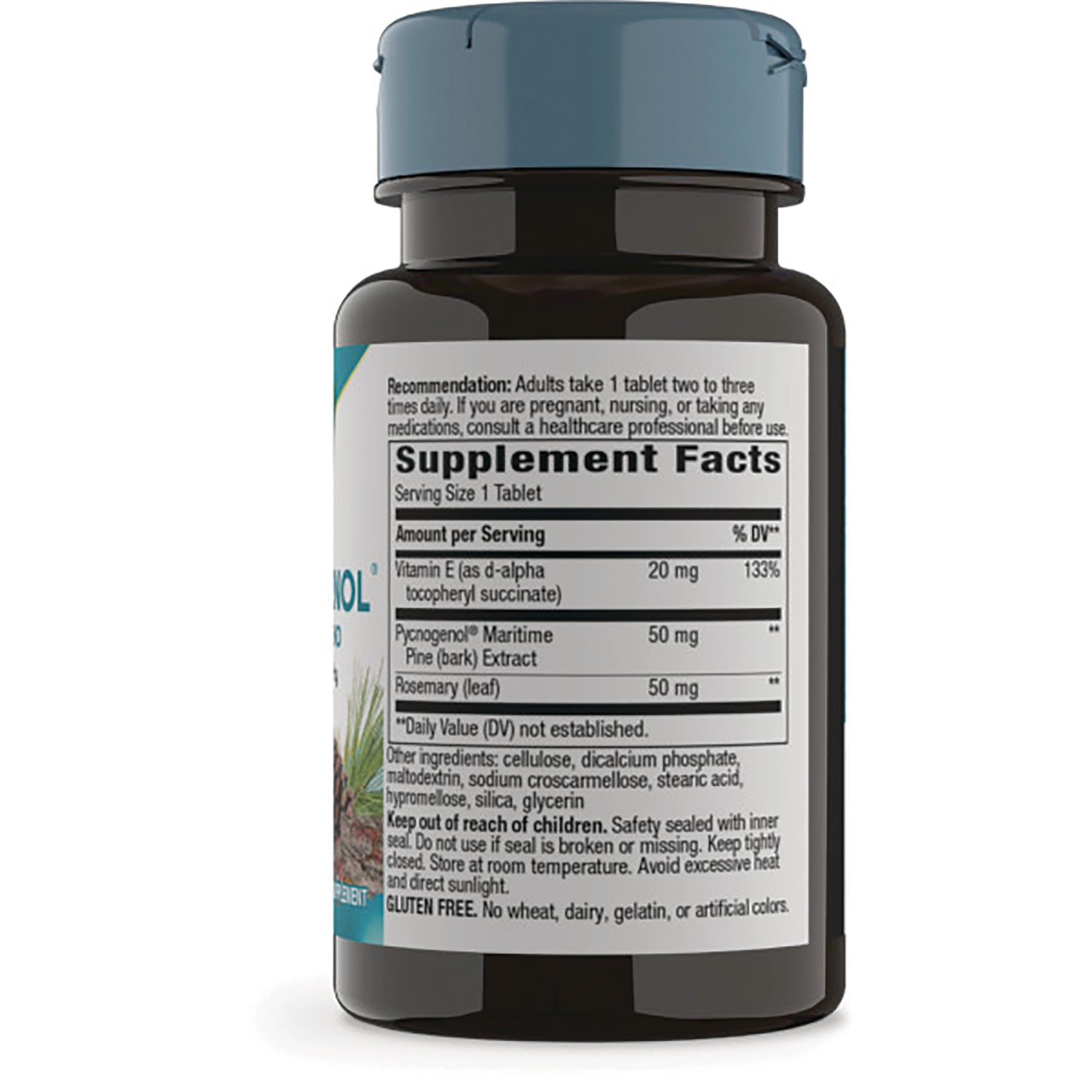 NW385 | back label showing Supplement Facts panel with serving size 1 tablet and ingredients list