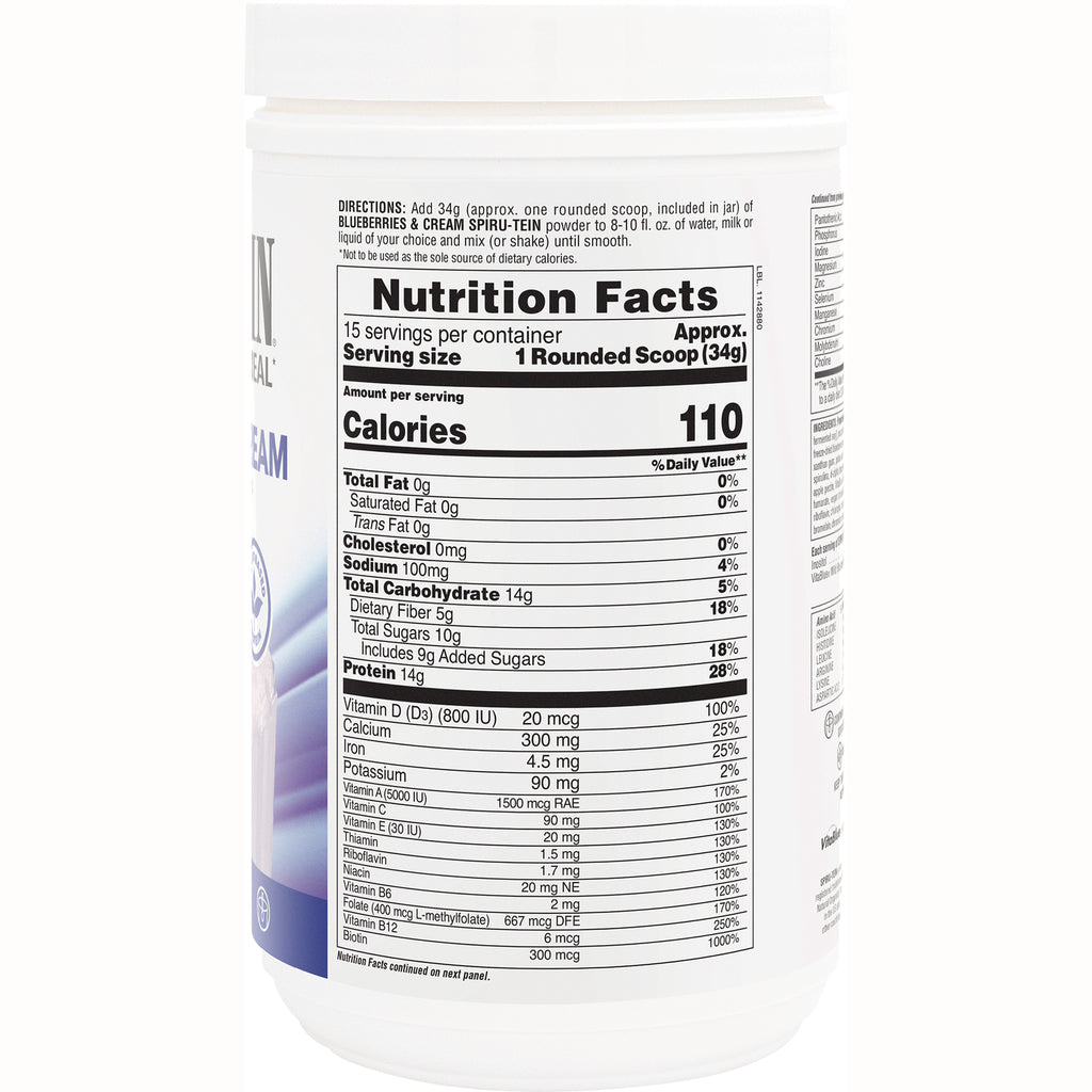 NTP082 | Back label showing Nutrition Facts panel with serving size 1 Rounded Scoop (34g) and Calories 110 - Thumbnail